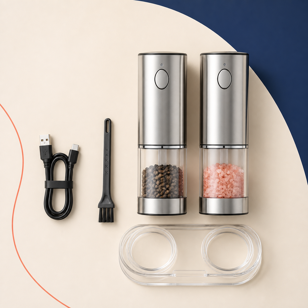 BladeOrbit™ Automatic Salt & Pepper Grinder – USB Rechargeable