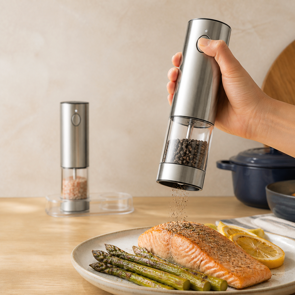 BladeOrbit™ Automatic Salt & Pepper Grinder – USB Rechargeable