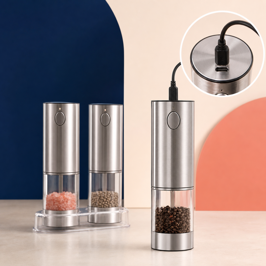 BladeOrbit™ Automatic Salt & Pepper Grinder – USB Rechargeable