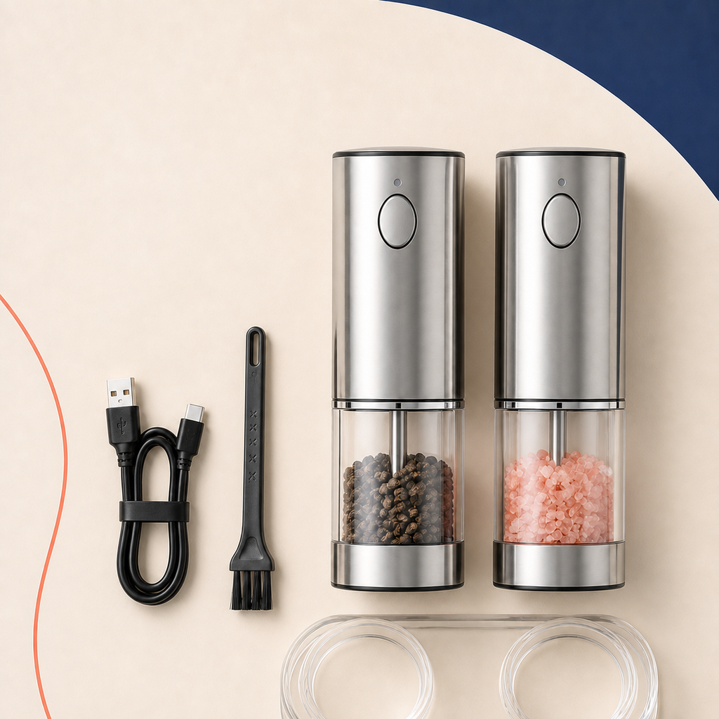 BladeOrbit™ Automatic Salt & Pepper Grinder – USB Rechargeable
