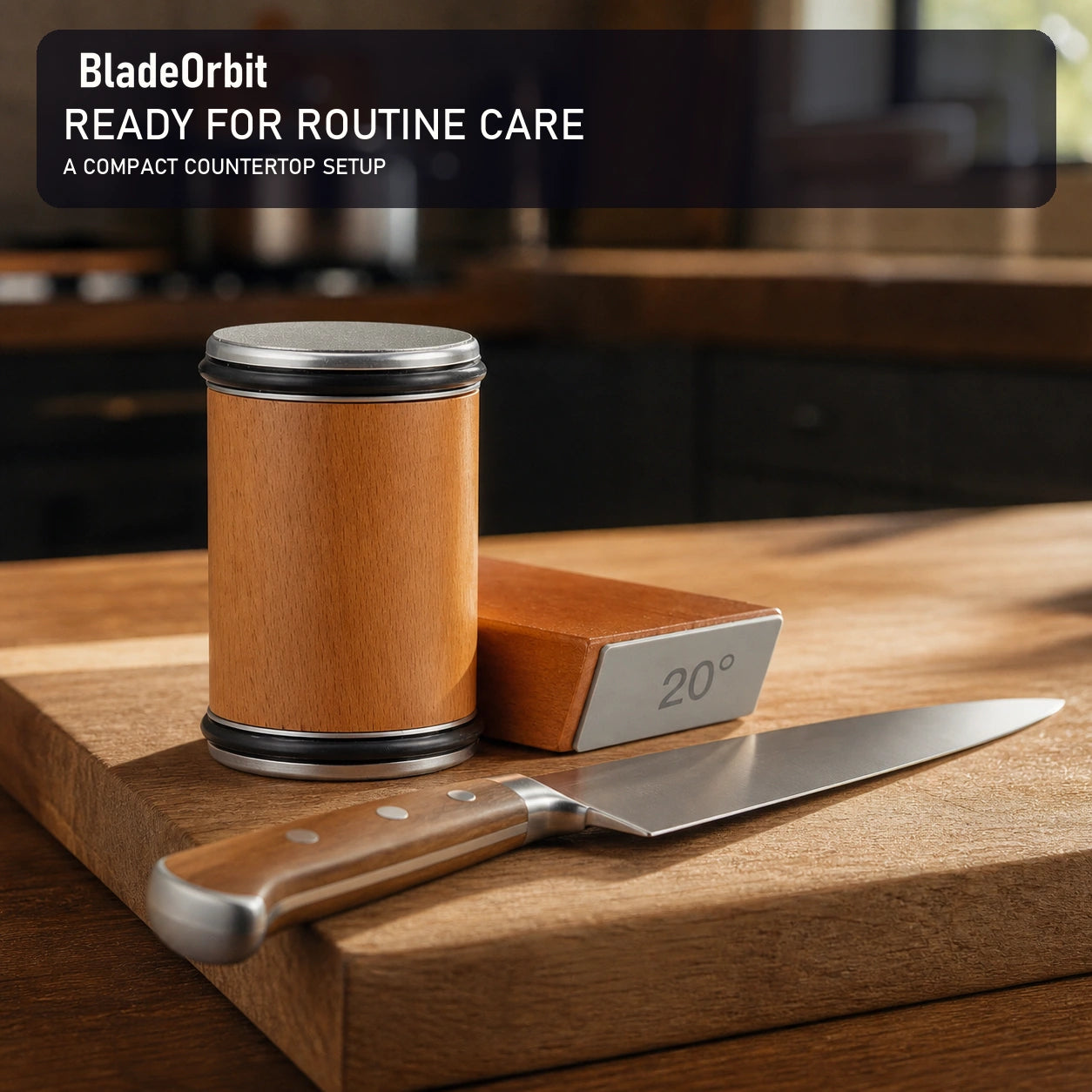 BladeOrbit rolling sharpener in a compact countertop setup